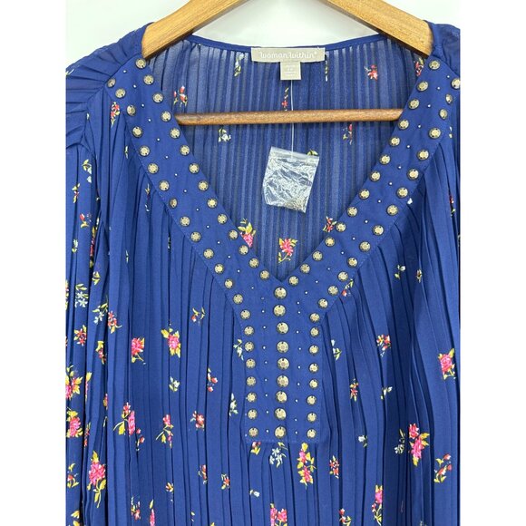 Woman Within Embellished Pleated Half Sleeve Semi Sheer Blouse Women's Size 2X - Picture 5 of 11